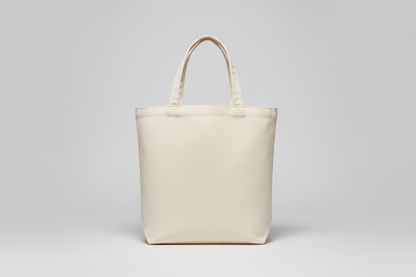 white canvas tote in upright position